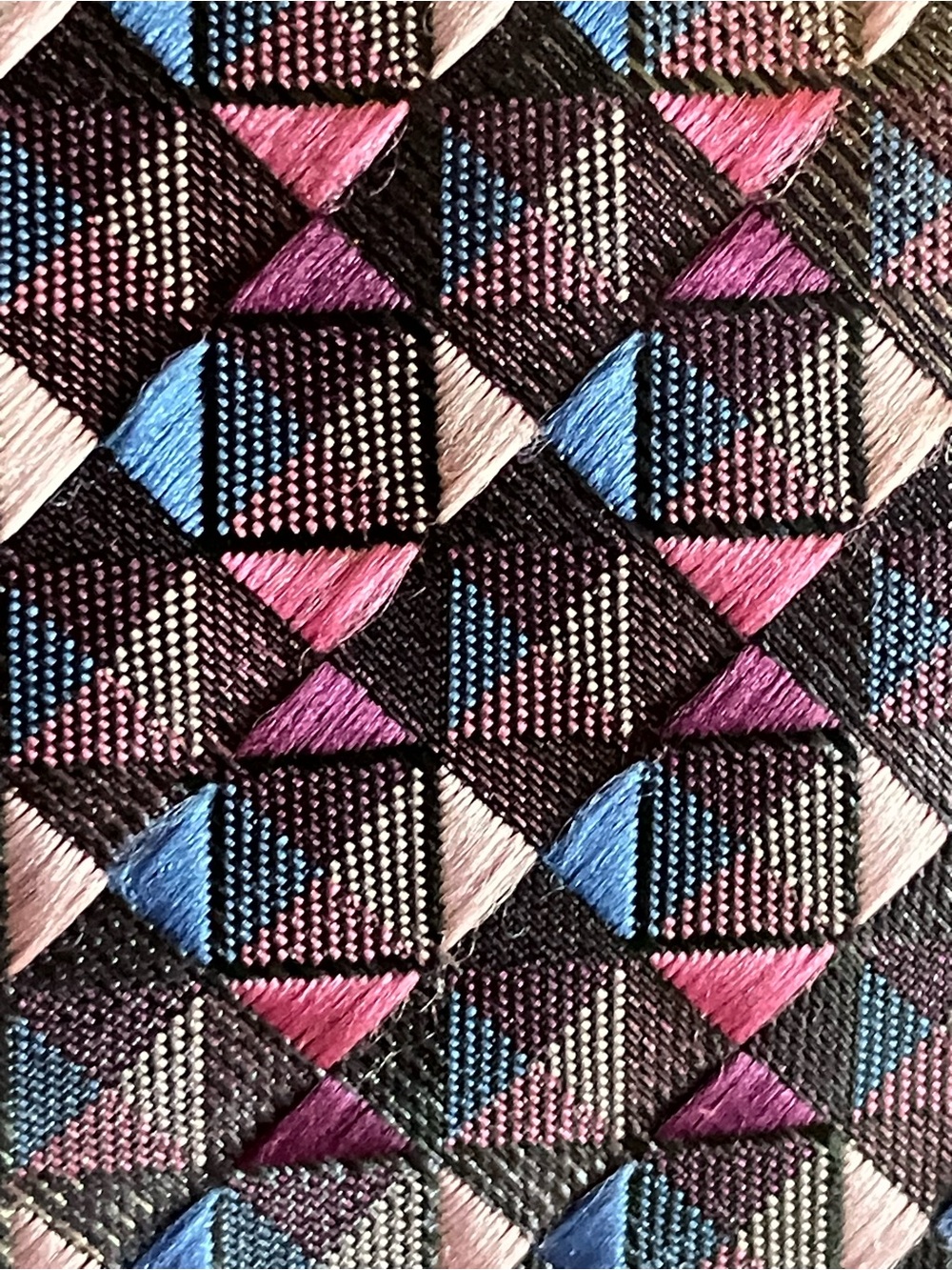 Architect Men’s Geometric Necktie Pink Blue Purple Black Abstract poly